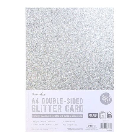 Buy Dovecraft A4 Double Sided Glitter Card 350gsm Non Shed And
