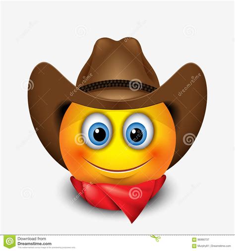Cowboy Emoticon Cartoon Vector 20014343