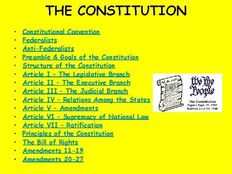 The Constitution Constitutional Convention Federalists Antifederalists