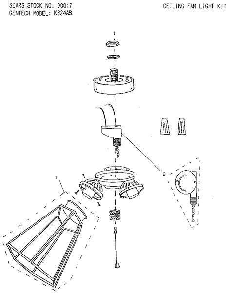 Kenmore Ceiling Fan Light Kit Parts Model 90017 Sears Partsdirect