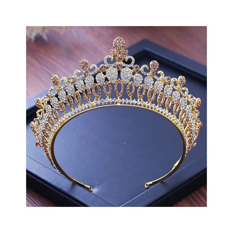 baroque bridal crystal tiara crowns princess queen pageant prom rhinestone veil tiaras… gold
