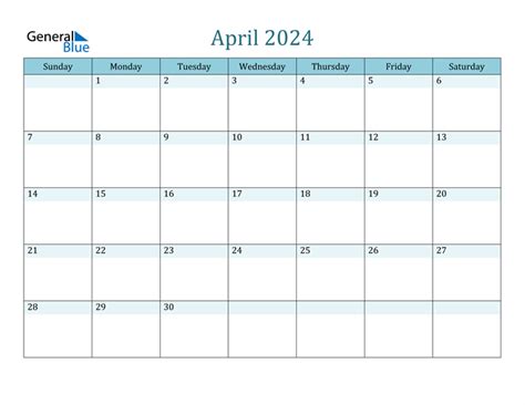 April 2024 Calendar (PDF Word Excel)