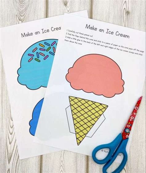 Simple 3d Paper Ice Cream Craft Printable Templates Nurtured Neurons