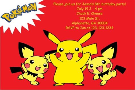 12 Superb Pokemon Birthday Invitations