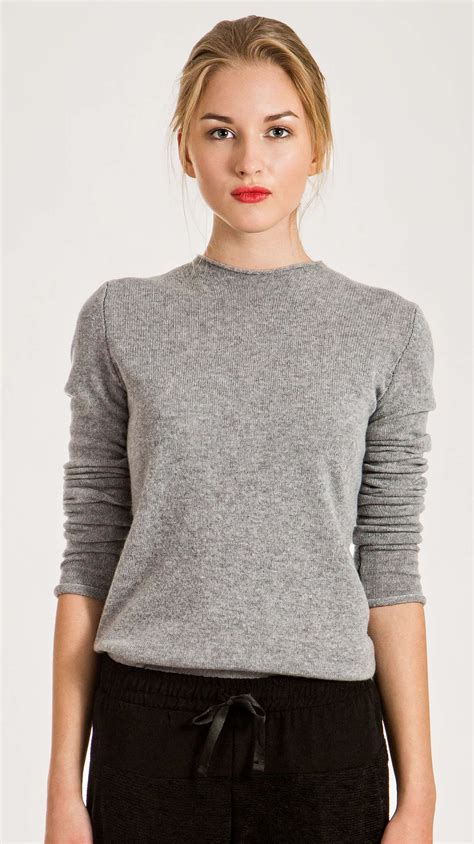 Womens Cashmere Sweater Karen In Grey Black Dark Blue