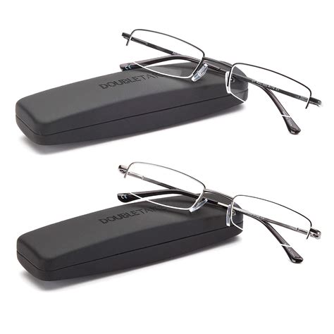 Doubletake Reading Glasses 2 Pairs Compact Case Included Semi Rimless Readers Buy Online In