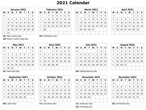 2021 Printable Calendar Free Calendar Template 12 Month Calendar