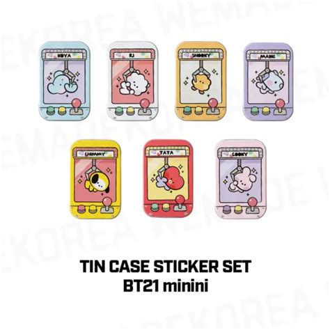 Bt21 Character Minini Tin Case Sticker Set Official K Pop Authentic
