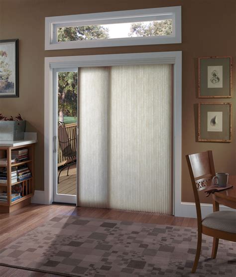 The frosted glass gives a dapper edge to these sliding office doors, complementing the wood tones and tailored look in a way that draperies or bulkier fabric treatments might have compromised. MOODSCAPES CELLULAR VERTICAL APPLICATION | Shade O Matic ...