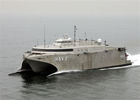 A Port Bow View Of The Us Navy Usn Contracted High Speed Vessel Two