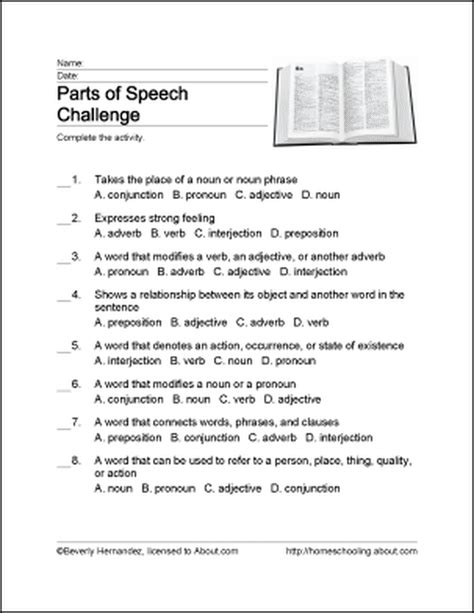 Part Of Speech Worksheet