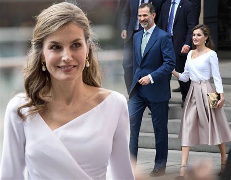 Queen Letizia Of Spain Steps Out In White Dress Which Shows A Hint Of