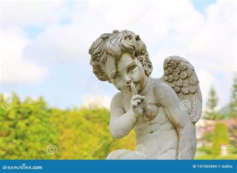Cupid Sculpture In Summer Garden Outdoor Stock Photo Image Of Eyes