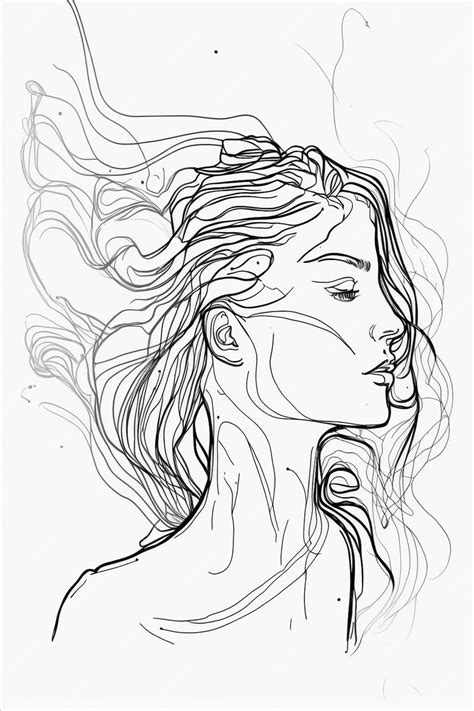 premium ai image a drawing of a woman with long hair blowing in the wind generative ai