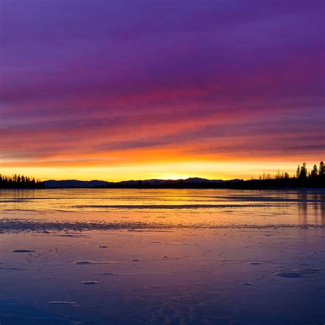 Winter Frozen Lake Sunset Landscape Ipad Air Wallpapers Free Download