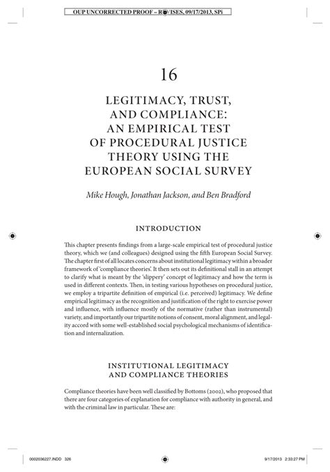 PDF Legitimacy Trust And Compliance An Empirical Test Of Procedural Justice Theory Using The