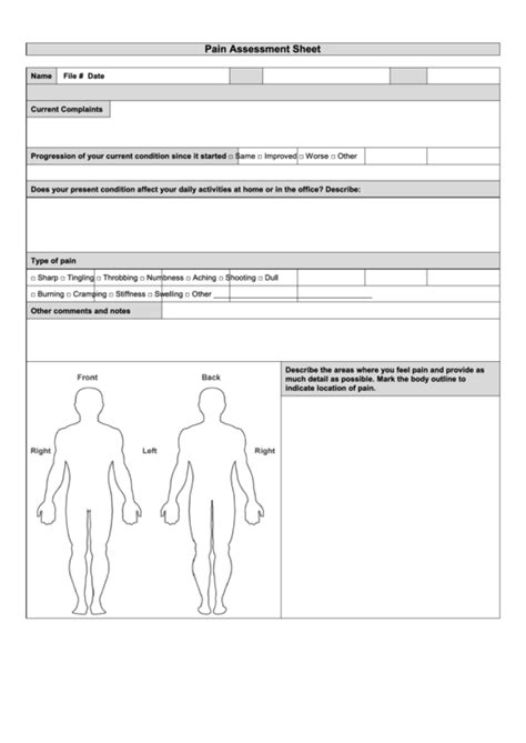 Pain Assessment Form Printable Pdf Download