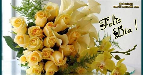 Buenos Deseos Para Ti Y Para MÍ Feliz Día Ramo Rosas Amarillas Y