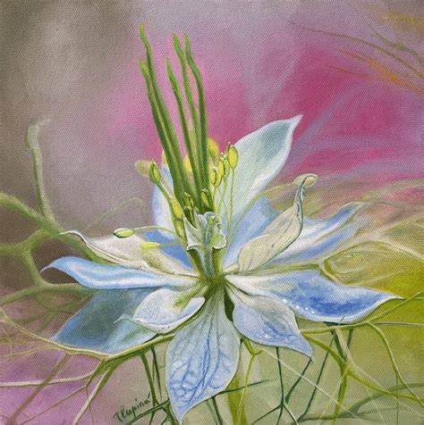 Oil Painting Flower Nigella Painting By Tatiana Lapina Saatchi Art