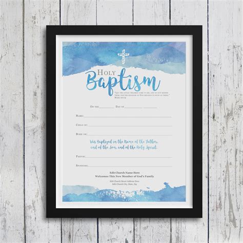 Baptism Certificate Editable And Printable Instant Download Church