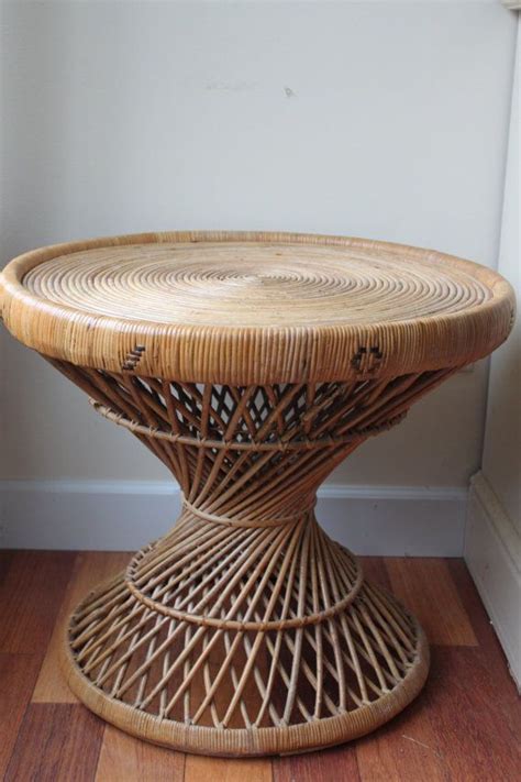 Wicker is a versatile material that formal accents while also fitting room at any informal atmosphere. Vintage Rattan Wicker Round Table Coffee Table Night Stand ...