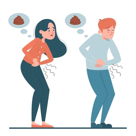 Premium Vector People With Diarrhea And Pain In Stomach Illustration