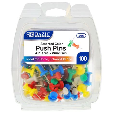 Assorted Color Push Pins 100pack Crown Office Supplies