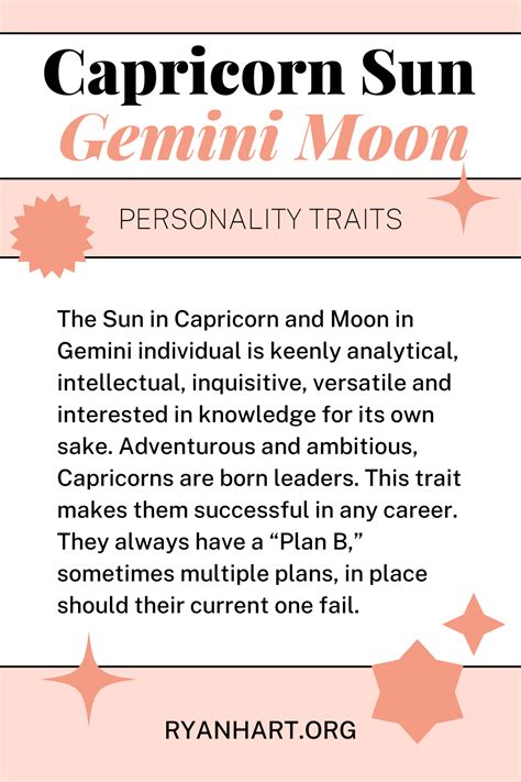 Capricorn Sun Gemini Moon Personality Traits Ryan Hart
