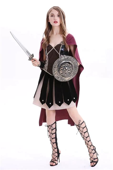 Greek Roman Solider Gladiator Warriors Costume For Adult Women Medieval