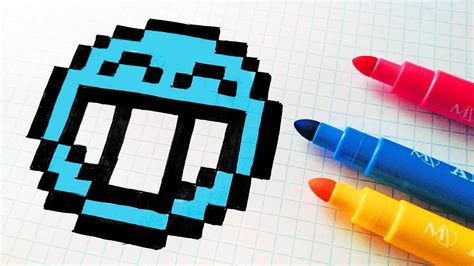 Handmade Pixel Art How To Draw A Blue Emoji Pixelart Pixel Art