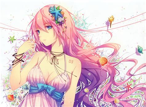 Long Hair Braids Anime Girls Ribbon Original Characters Jewelry Flowers Purple Eyes