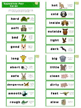 animal pair cards adjectives activity descriptions  saving