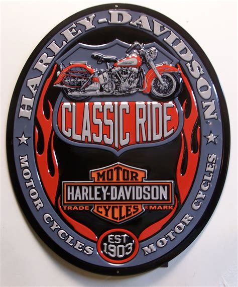 Harley Class Oval Motorcycle Vintage Tin Sign Old Time Signs