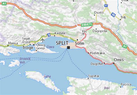 Split Map Detailed Maps For The City Of Split Viamichelin