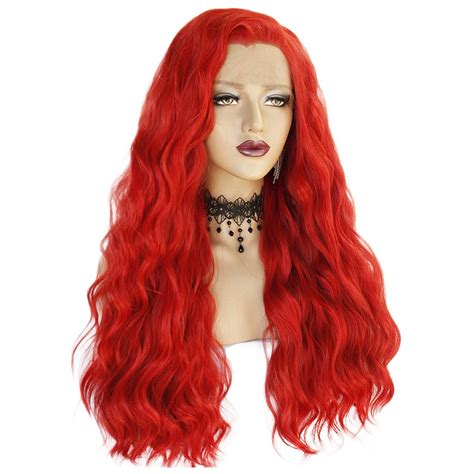 Red Lace Front Wig Long Curly Synthetic Red Hair Super X
