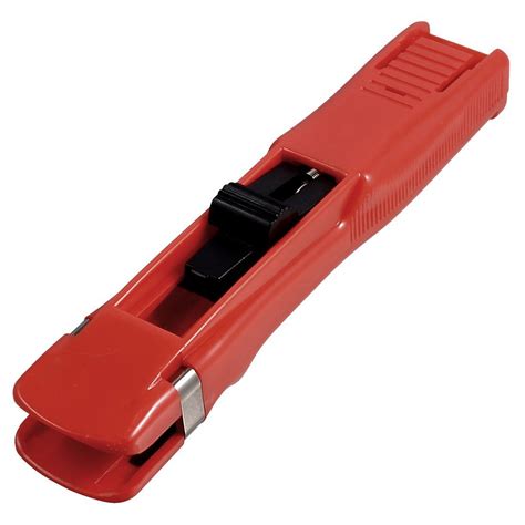 Refillable Plastic Paper Fast Clam Clip Dispenser Stapler Red For