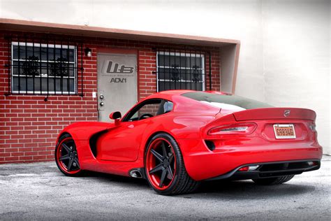 Hot Blood Red Dodge Viper On Custom Painted Adv1 Rims — Gallery
