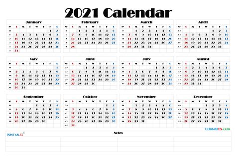 2021 Calendar Philippines With Holidays Printable Landscape