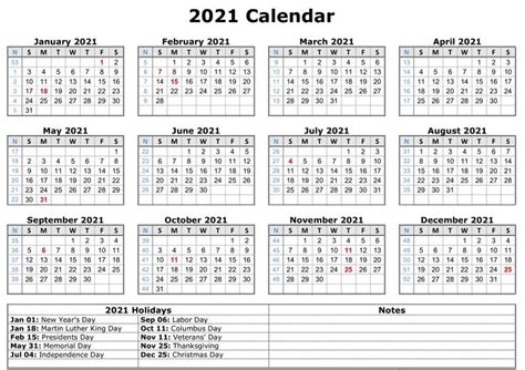 Calendars are easy to save as pdf document or print; 2021 Printable Calendar With Holidays | Free printable calendar templates, Printable yearly ...