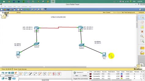 How To Configure Routing Table Static In Cisco Packet Tracer Youtube