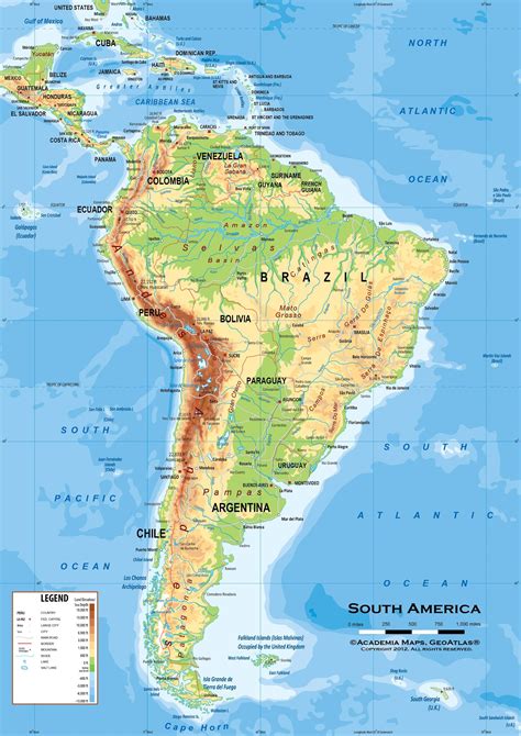 Map Of Latin America South America Physical And Political 548