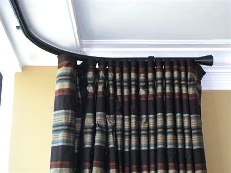 Diy bay window curtain rod pinching your pennies. Curved windows Bent 30mm Channel rod with Mars finial ...