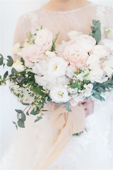 Bridal Bouquet By Designs By Ahn White Cream Blush Classic Wedding