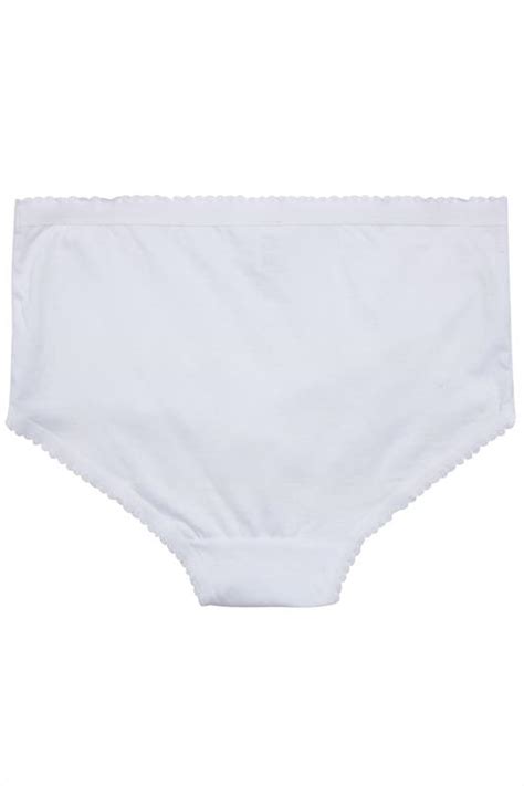 White 5 Pair Pack Cotton Full Brief Plus Size 14 To 36