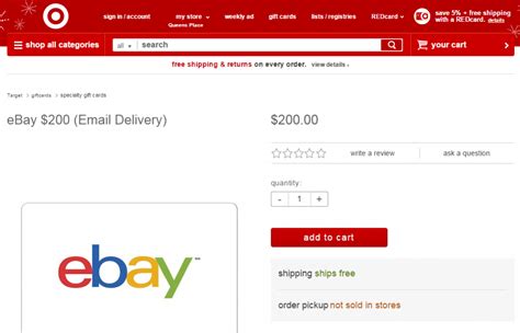 The gift card also may not be used to buy ebay gift cards, third party gift cards, gift certificates, coupons, coins, paper money, virtual currency, or items generally considered to be bullion (for example, gold, silver, and other precious metals in the form of coins, bars, or. $200 eBay Gift Card available at Target.com - Ways to Save Money when Shopping