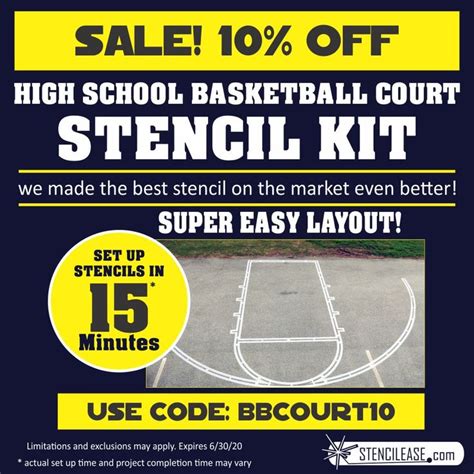 10 Off High School Basketball Court Stencil Kits High