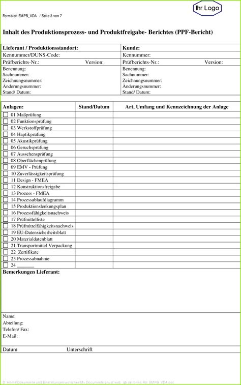 Teilelebenslauf vda vorlage doc / selbstlernprogramm fur lieferanten pdf free download. 5 Empb Vda Vorlage - MelTemplates - MelTemplates