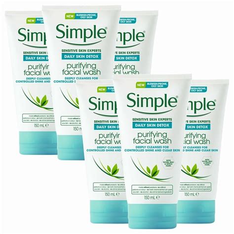 Simple Daily Skin Detox Purifying Face Wash 6 X 150ml Feelunique