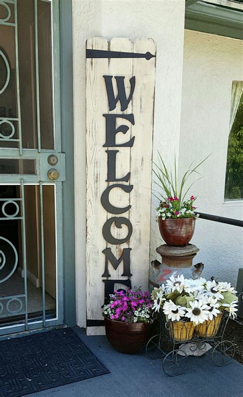Welcome Sign Cedar Boards Sanded Paint Sand To Distress Then Stain