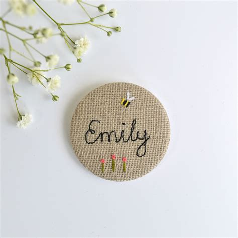 Personalised Embroidered Name Pin Badge Personalized Ts